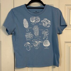 GOODIE TWO SLEEVES Size Medium Light Blue Tshirt Mushroom Graphic Cotton